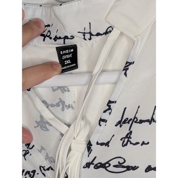 Shein Vcay Plus Size Women's Sz 16 (2XL) Collared Swing Dress White Swiftie NWT - Picture 6 of 9